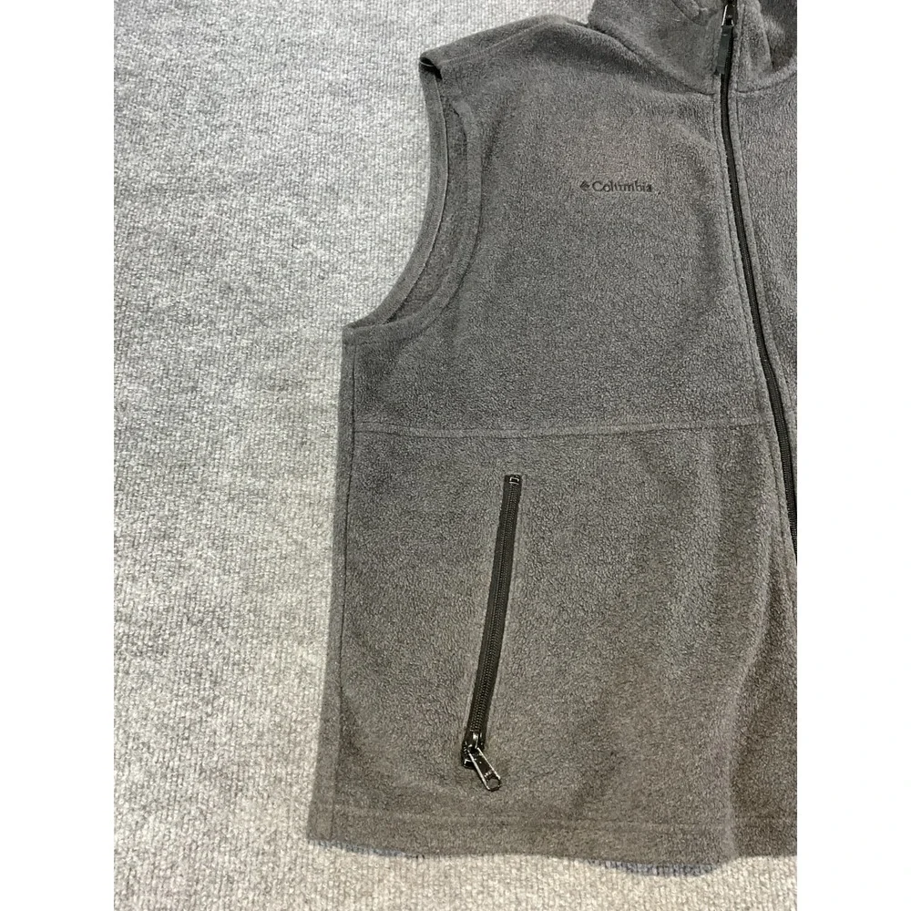 Columbia Fleece Vest Mens XXL Gray Full Zip Sleeveless Outdoor Hiking Pockets